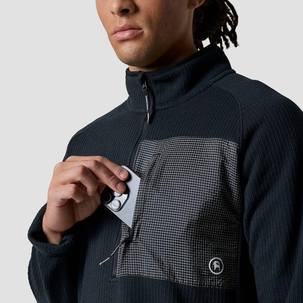 Backcountry Wander Sweater Fleece texture highlighting recycled fleece for moisture management.
