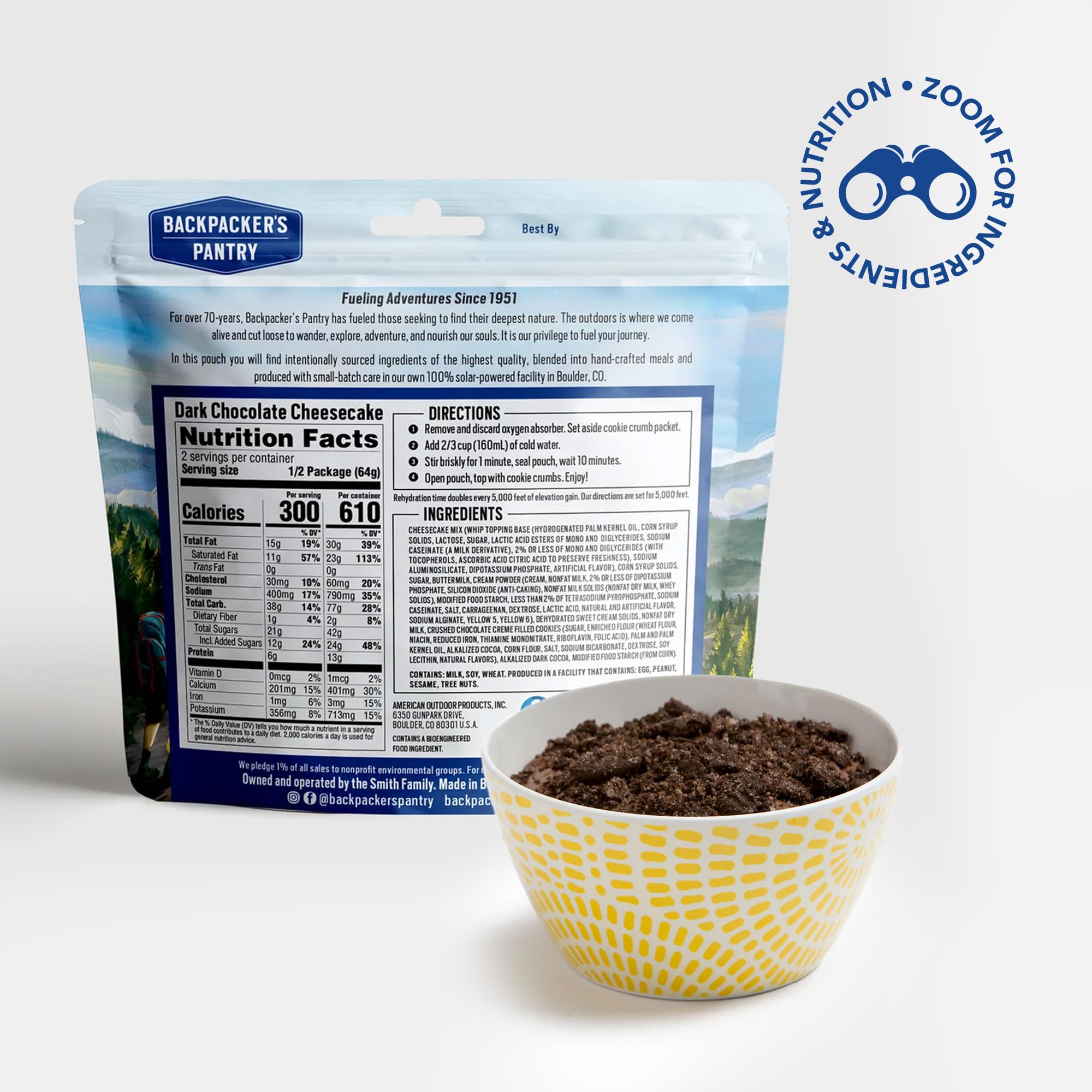 Backpacker's Pantry chocolate-cookie topping swirl adds texture to cheesecake