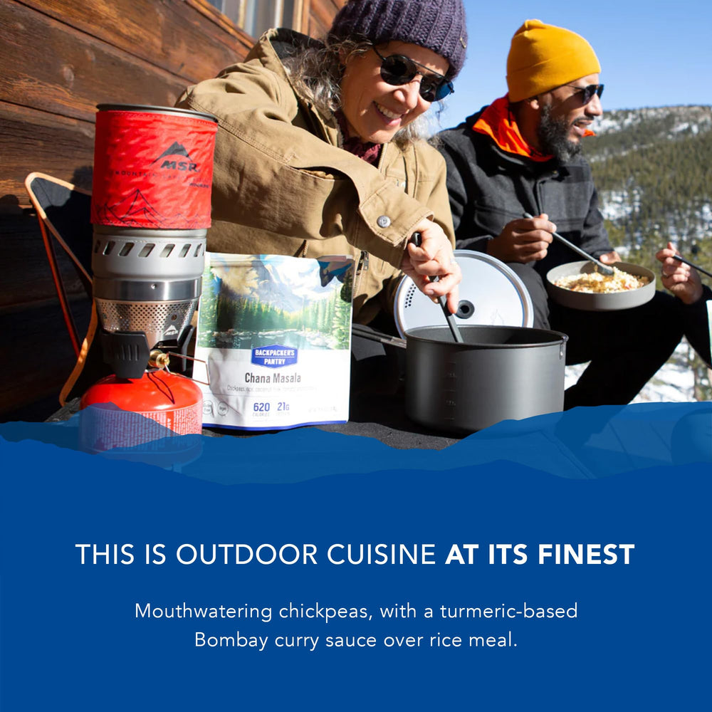 Backpacker's Pantry freeze-dried chickpeas for chana masala, light weight essentials.