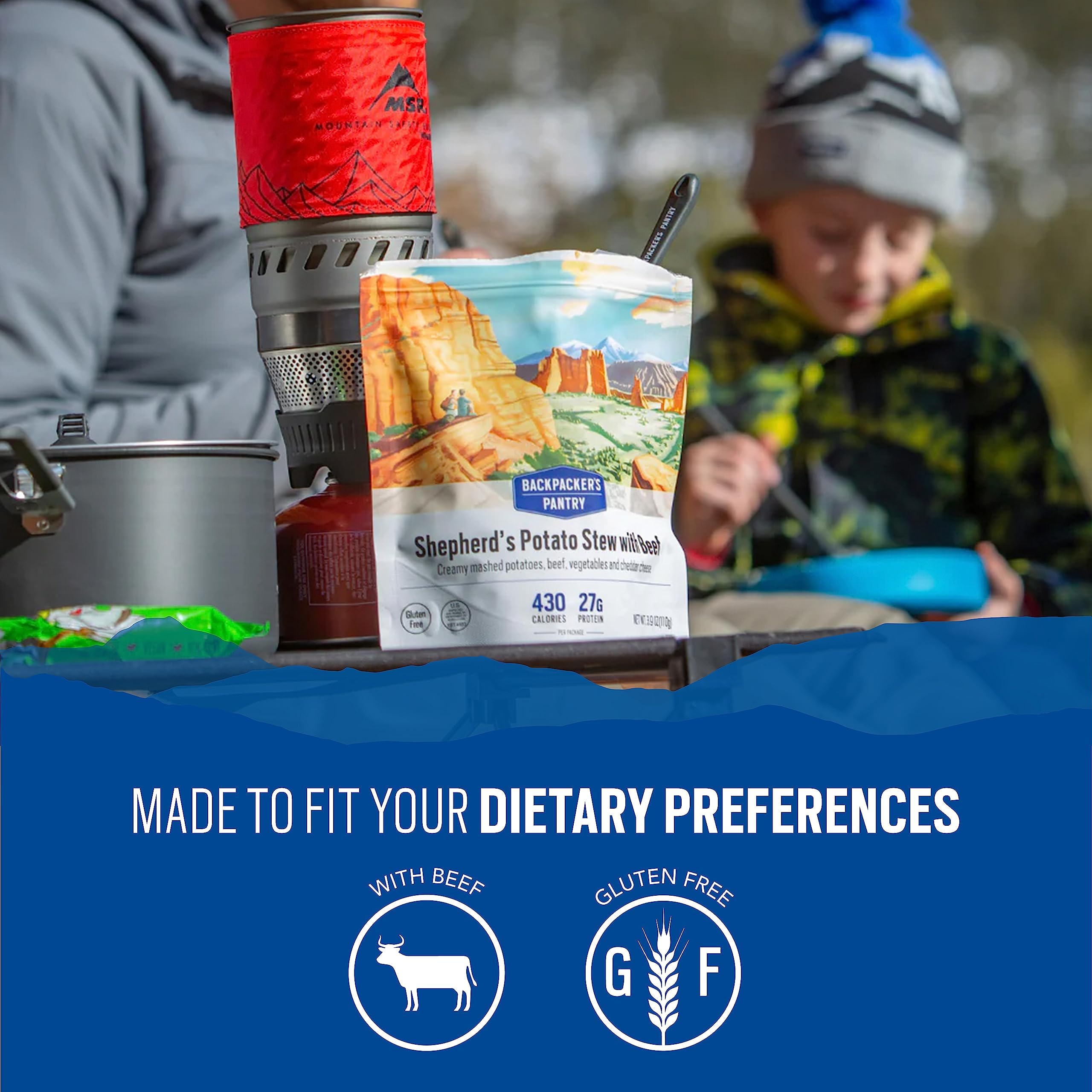 Freeze-dried, shelf-stable meal from Backpacker's Pantry for emergencies