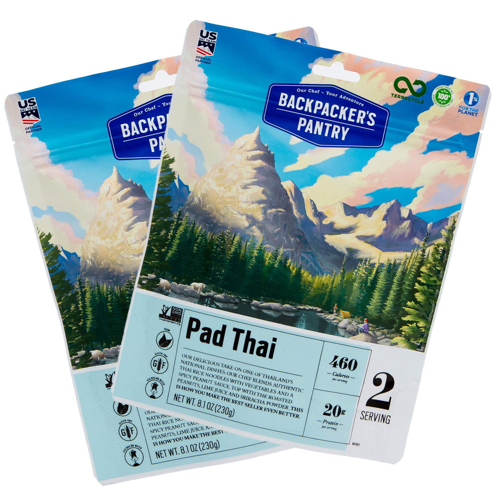 Backpacker's Pantry Pad Thai 2-serving pouch ideal for backpacking and emergency prep.