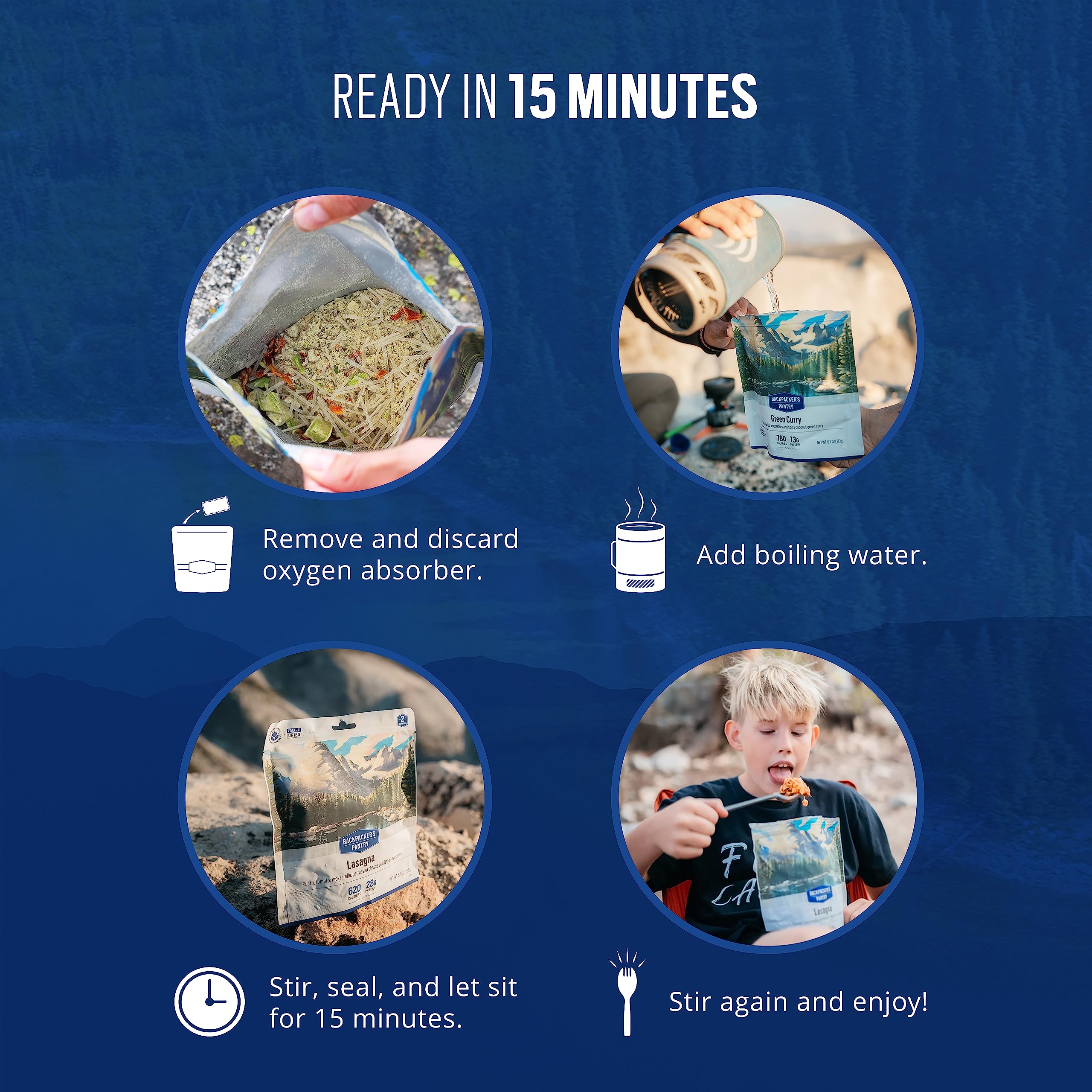 Backpacker's Pantry Shepherd's Stew on campsite evokes warmth and hearty flavor.