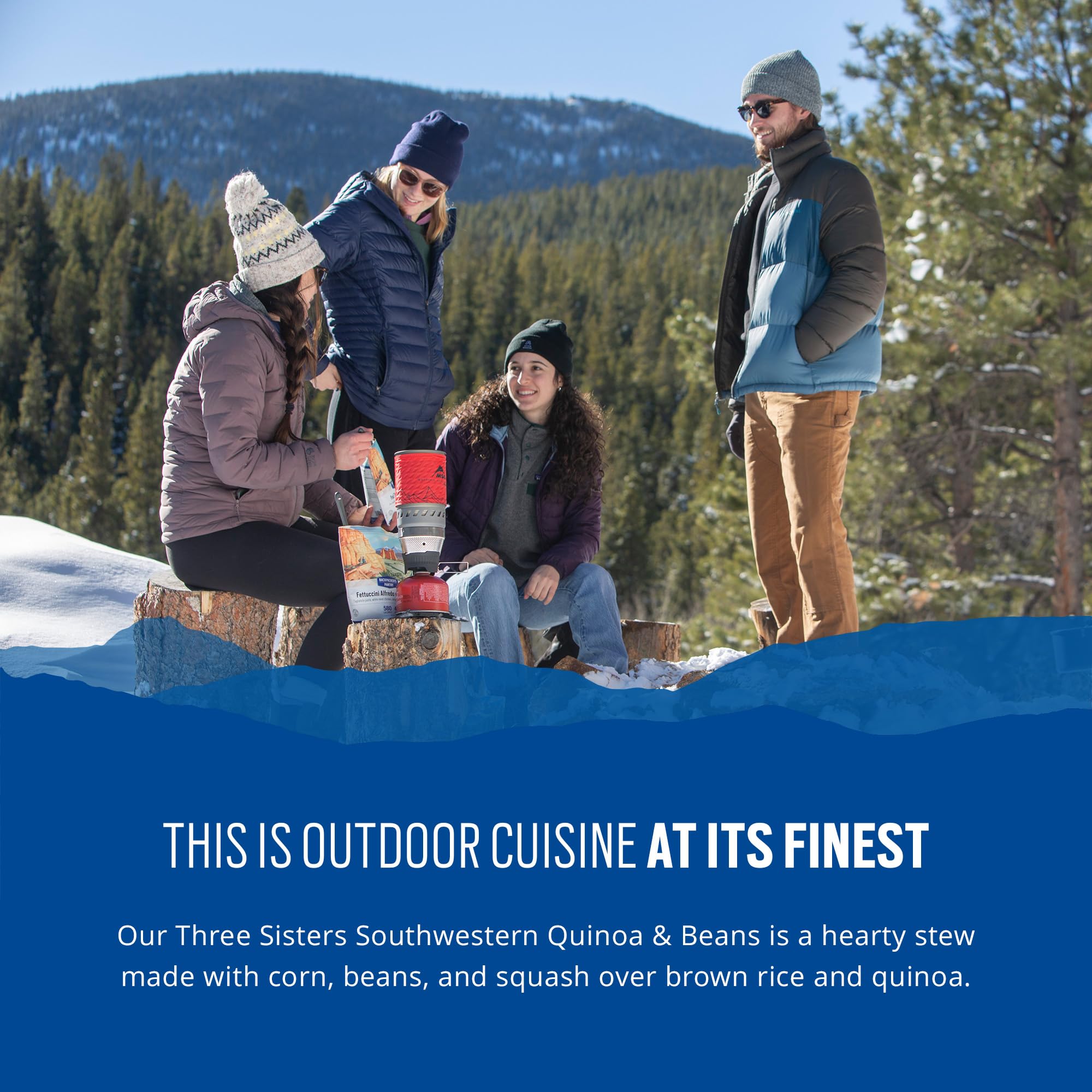 Backpacker's Pantry Three Sisters Stew cooking steps image—boil water for a quick camp meal.