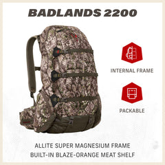 Badlands 2200 magnesium-frame highlights lightweight, strong support on rugged terrain.