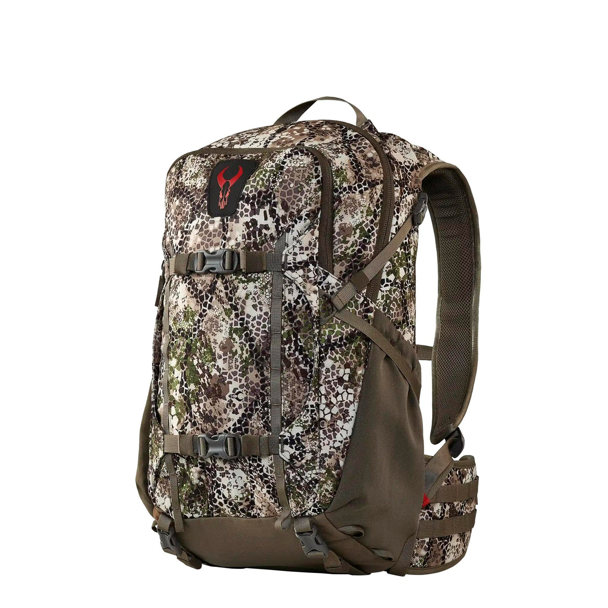 Badlands ATX 16 pack shows side and front compression straps for secure load control