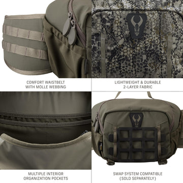 Badlands ATX Fanny Pack close-up of water-repellent finish protecting gear