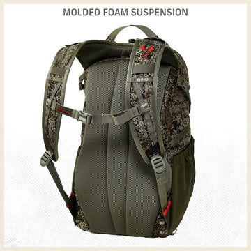Badlands ATX12 molded-foam suspension enhances comfort on long treks.