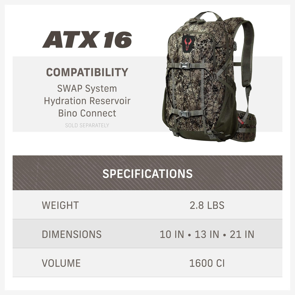 Badlands ATX16 pack colorway Approach GT showcases camouflage options for outdoor environments.