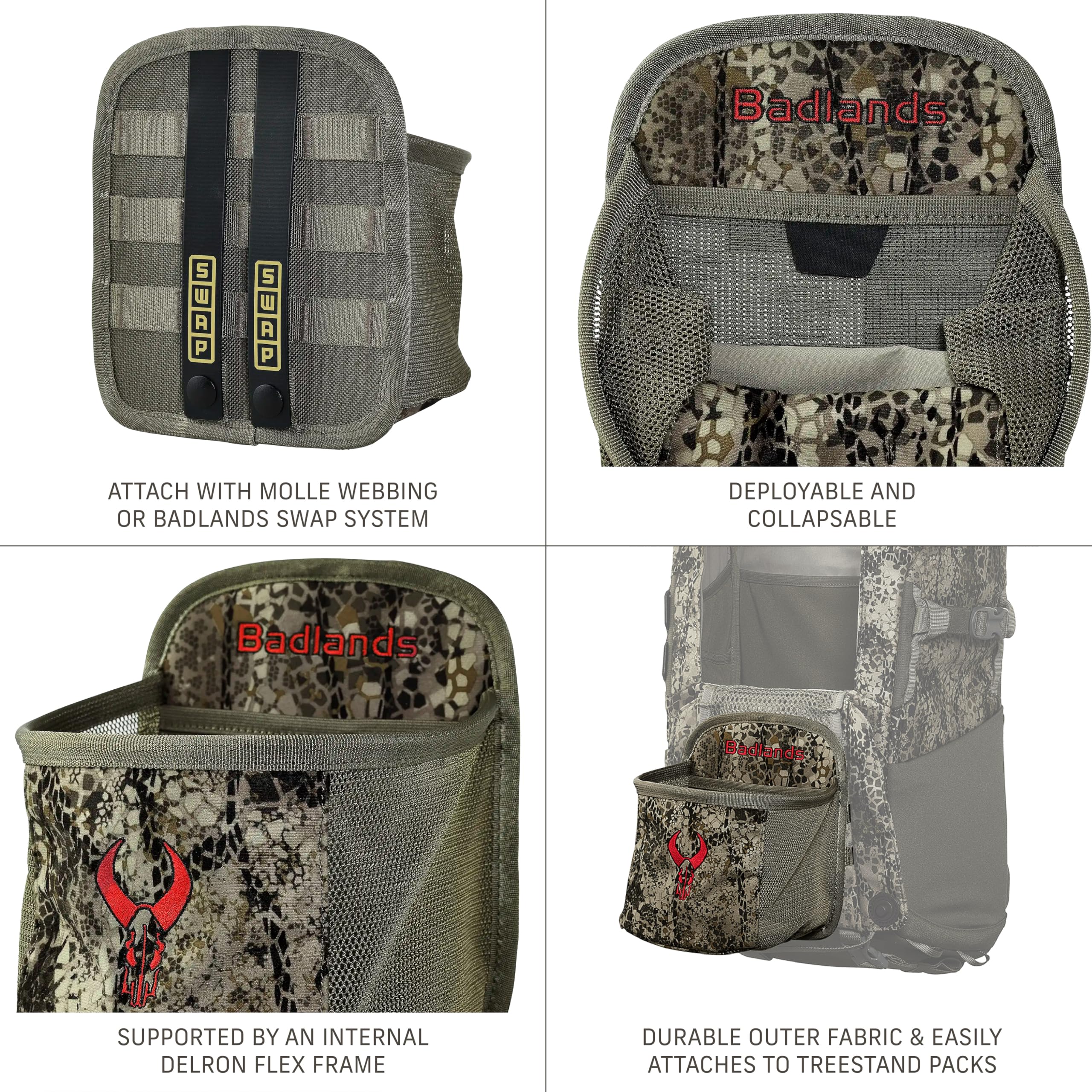 Badlands collapsible basket folded flat saves pack space after hunt.