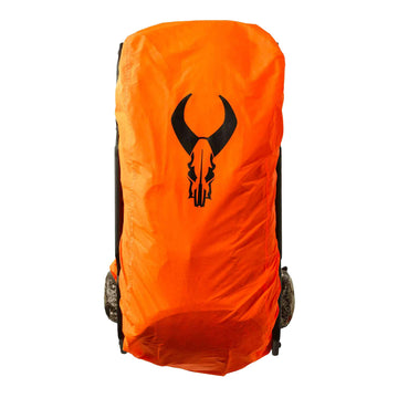 Badlands rain cover on large blaze pack keeps gear dry and easy to spot.