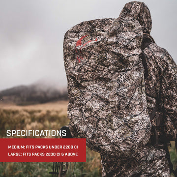 Waterproof fabric shields gear from rain and mud on hunts.
