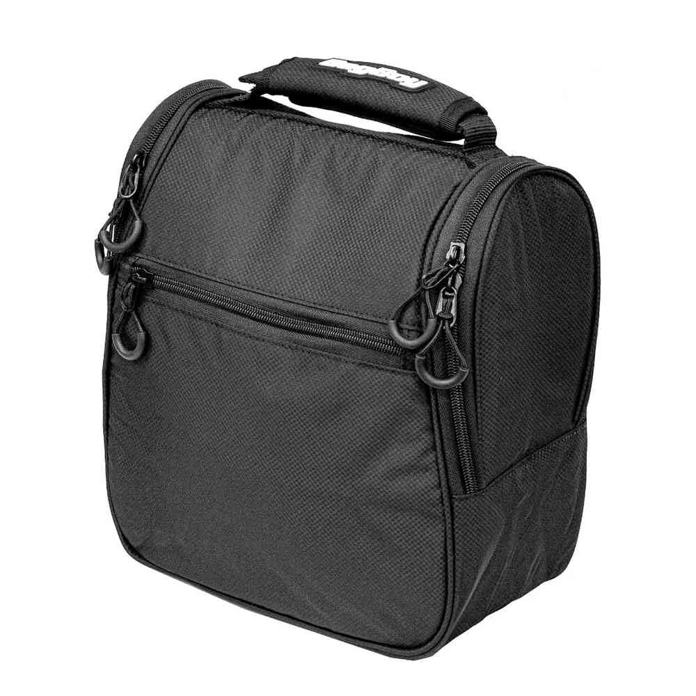 Bag Boy cooler bag black demonstrates cart-handle attachment for easy access.