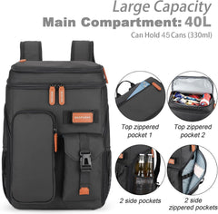 BAGPARKK 45-cans capacity image, emphasizes large capacity for picnics and trips.