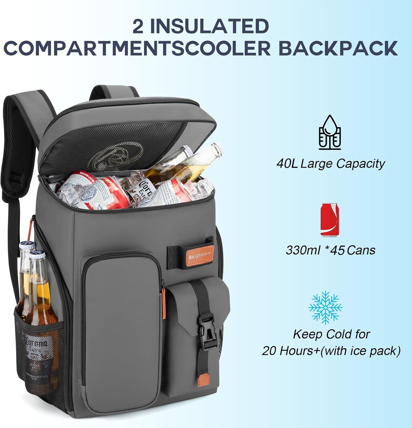 BAGPARKK insulated cooler backpack beach-ready design adds style to outdoor picnics