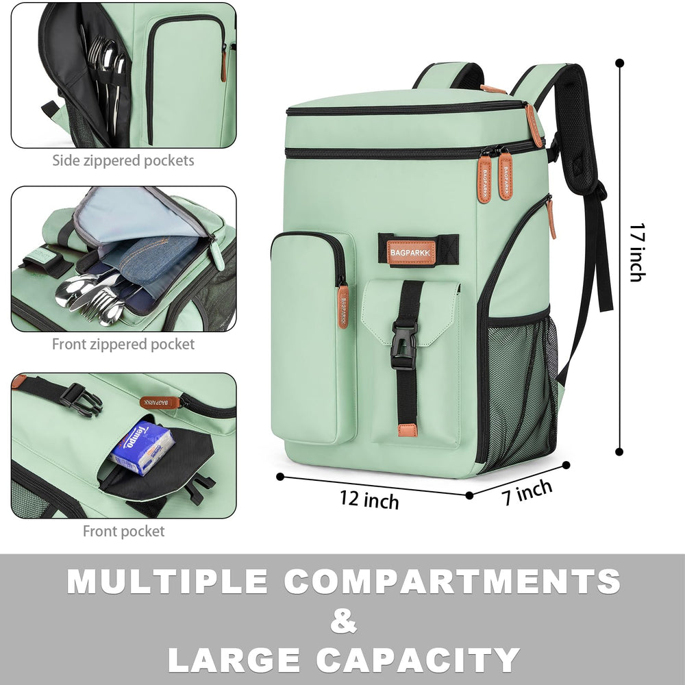 BAGPARKK insulated cooler backpack includes bottle opener for convenient picnics