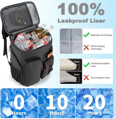 BAGPARKK cooler backpack interior with drinks and dry foods, showcasing double-deck cooling layout.
