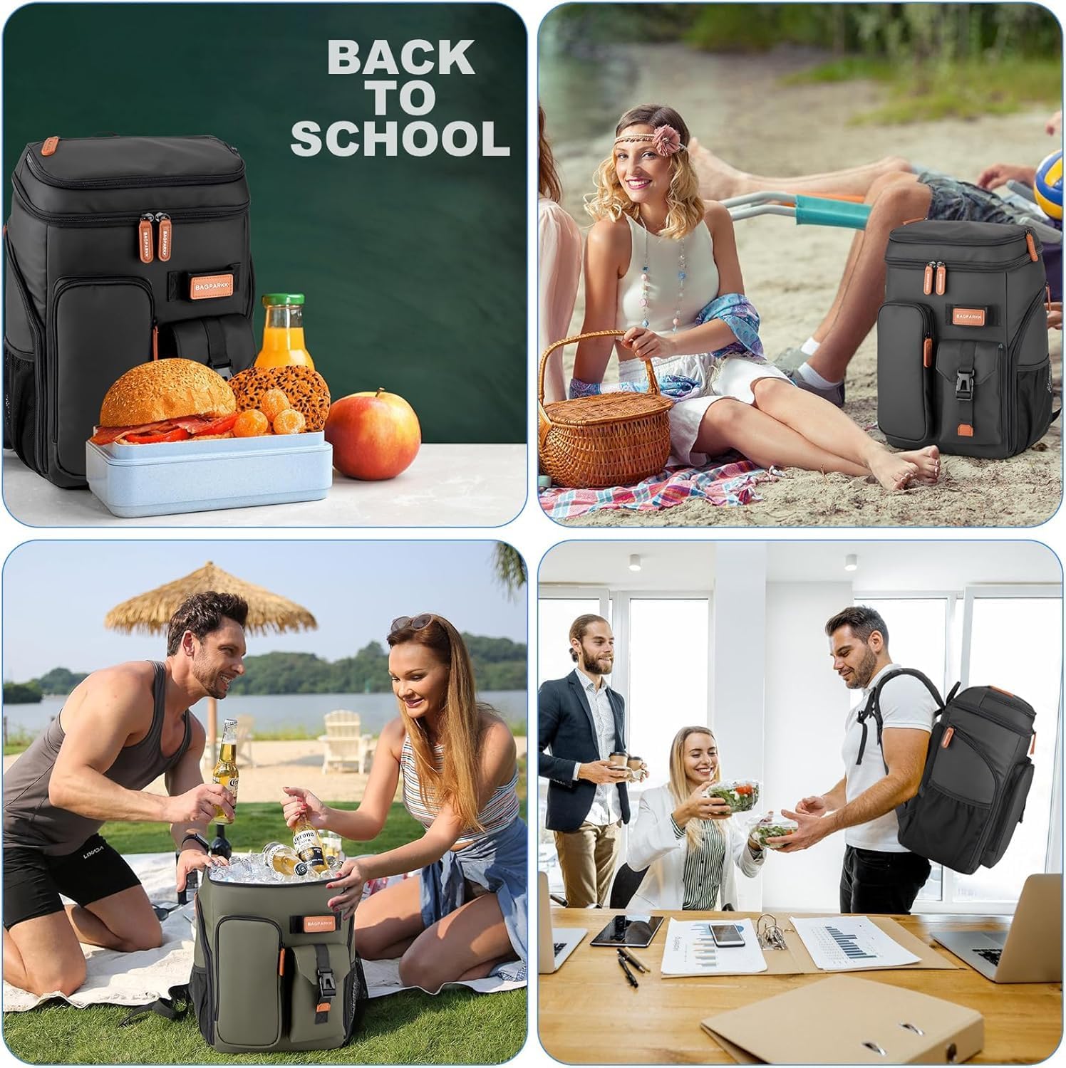 BAGPARKK luggage-sleeve compatibility shown for easy airport travel.