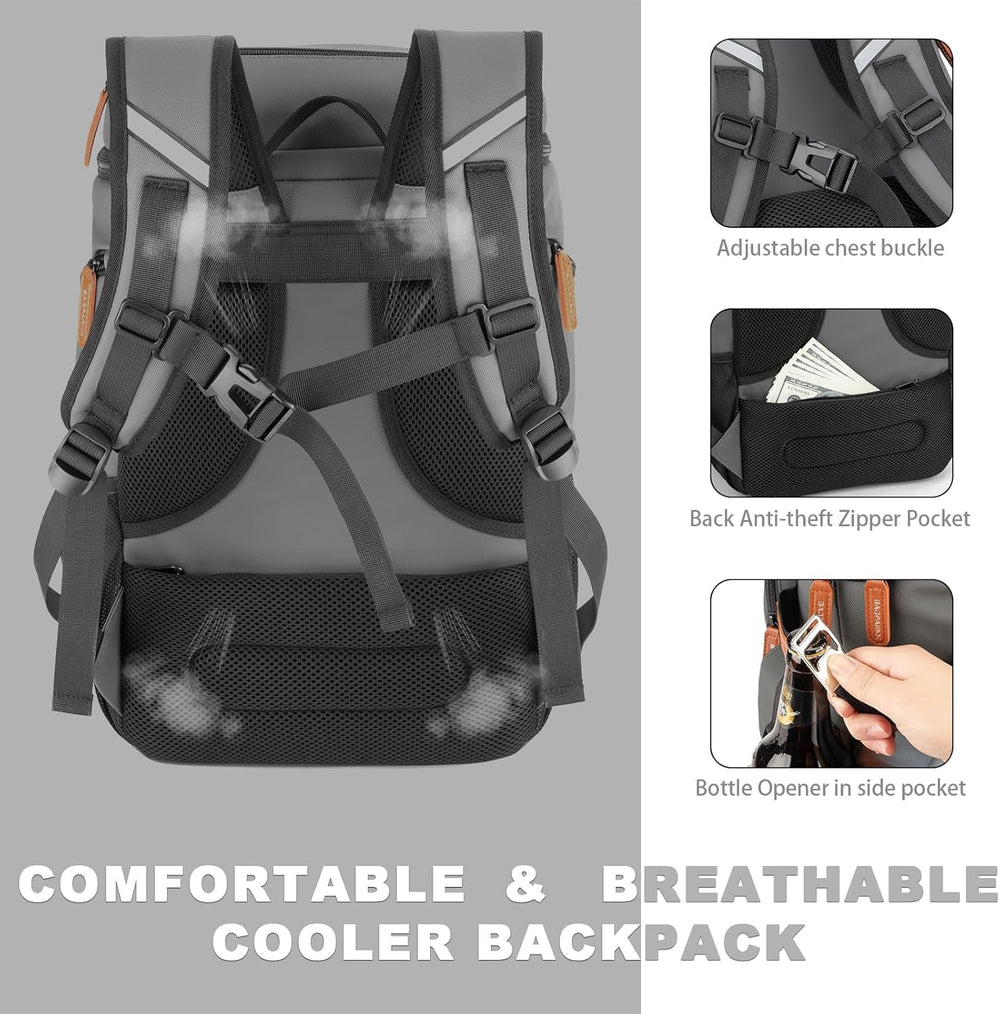 BAGPARKK insulated cooler backpack padded back and straps for comfortable all-day carrying