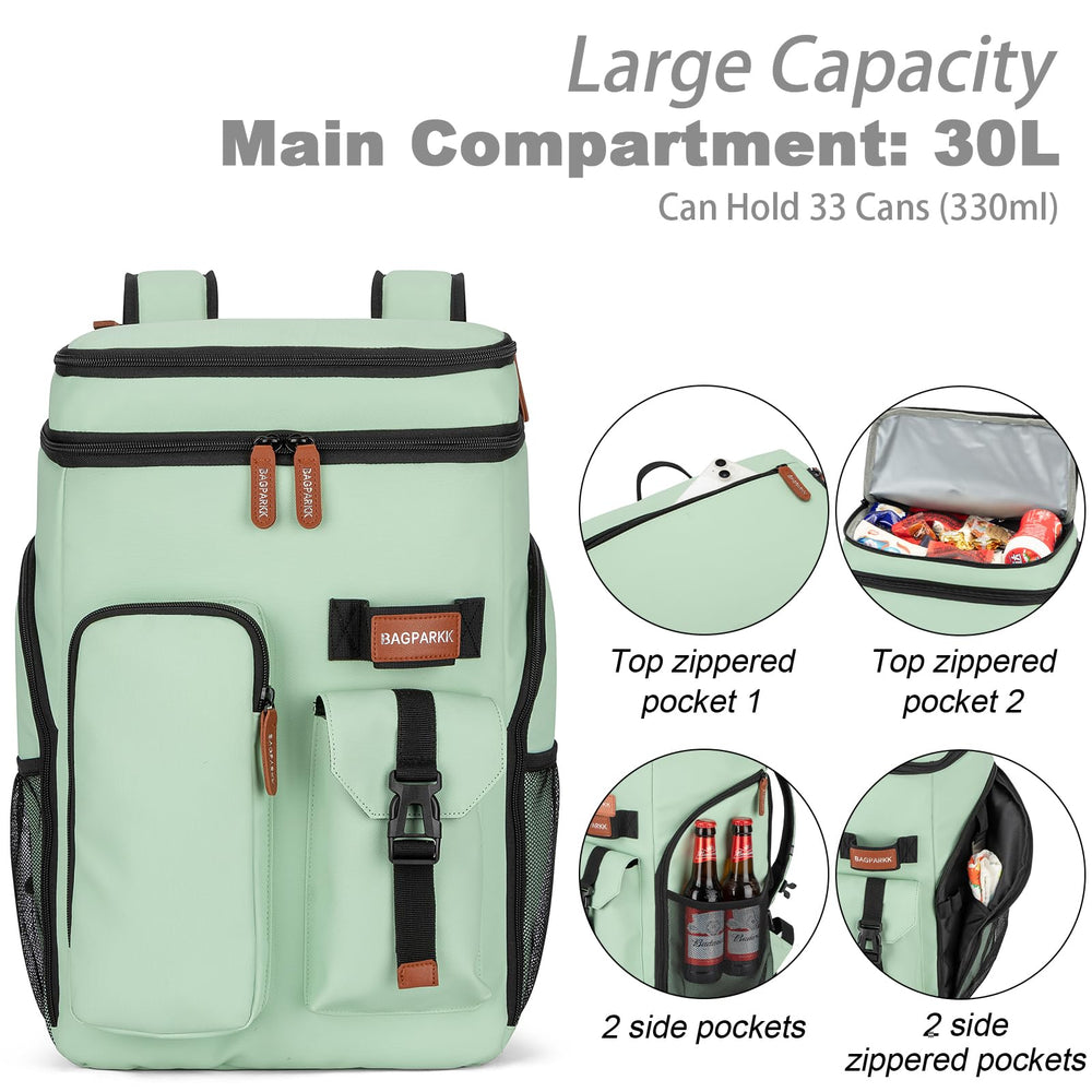 BAGPARKK insulated cooler backpack padded shoulder strap reducing fatigue during outdoor use