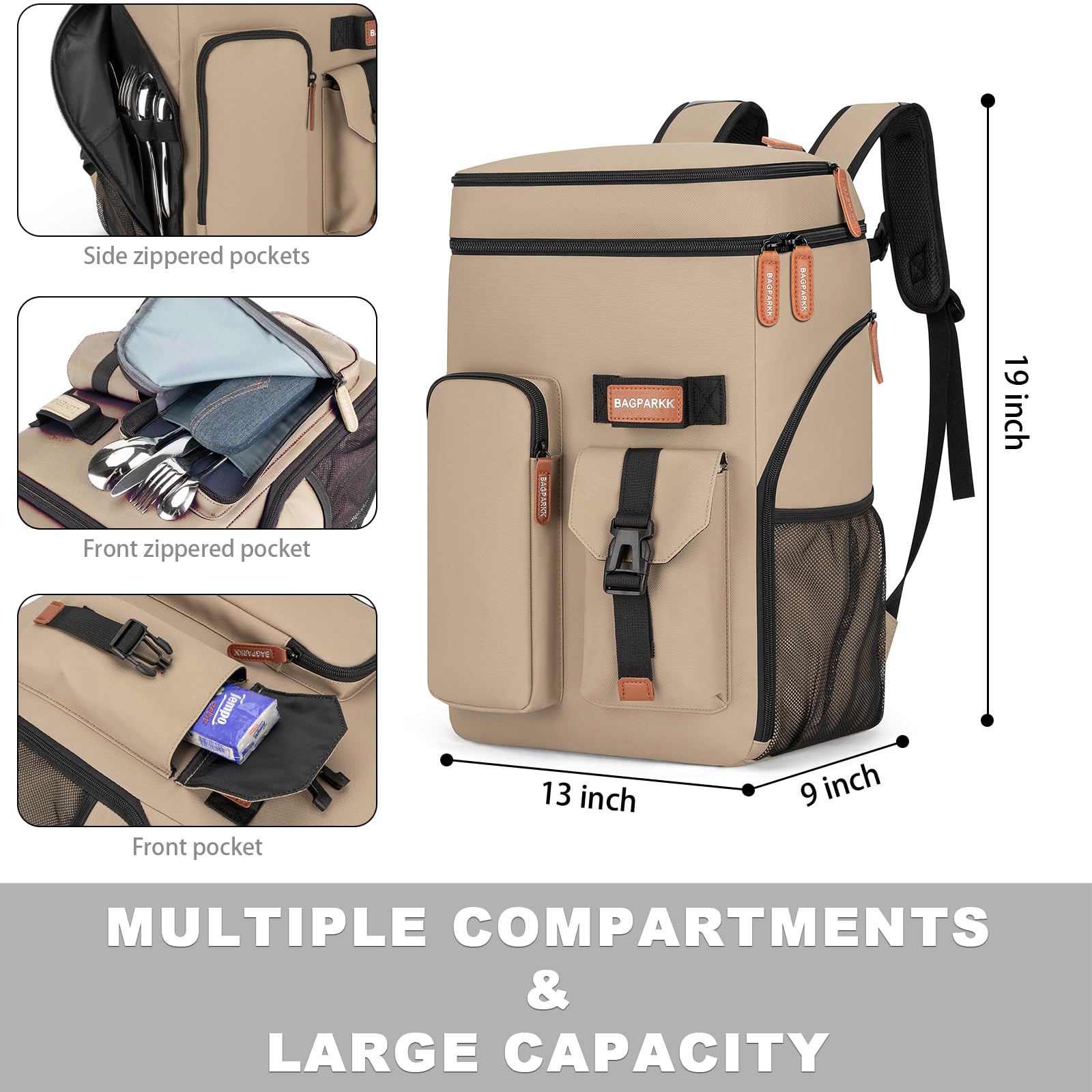 BAGPARKK insulated cooler backpack sternum strap enhances comfort on long hikes.