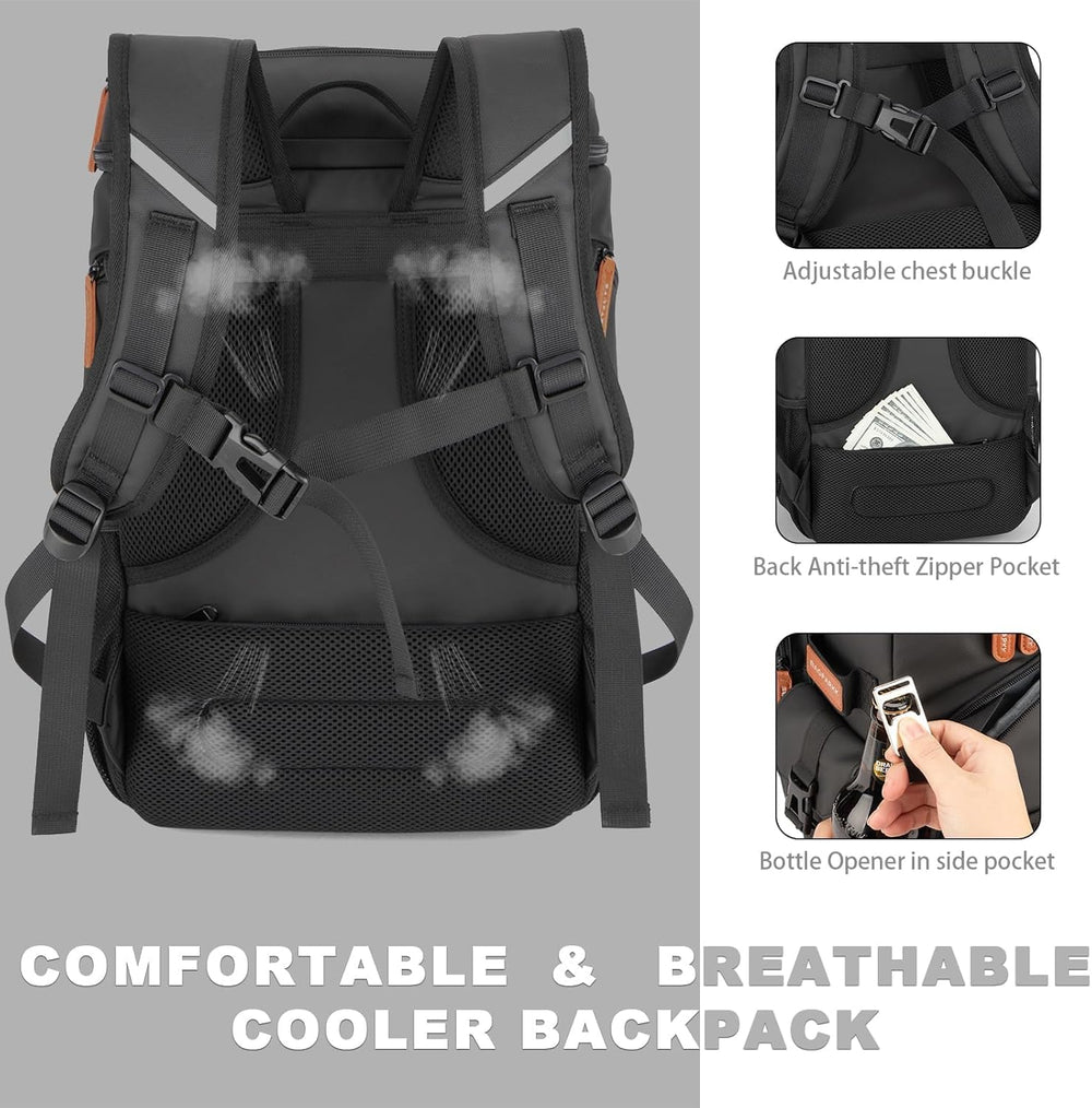BAGPARKK cooler backpack sternum strap, ergonomic design for day trips.