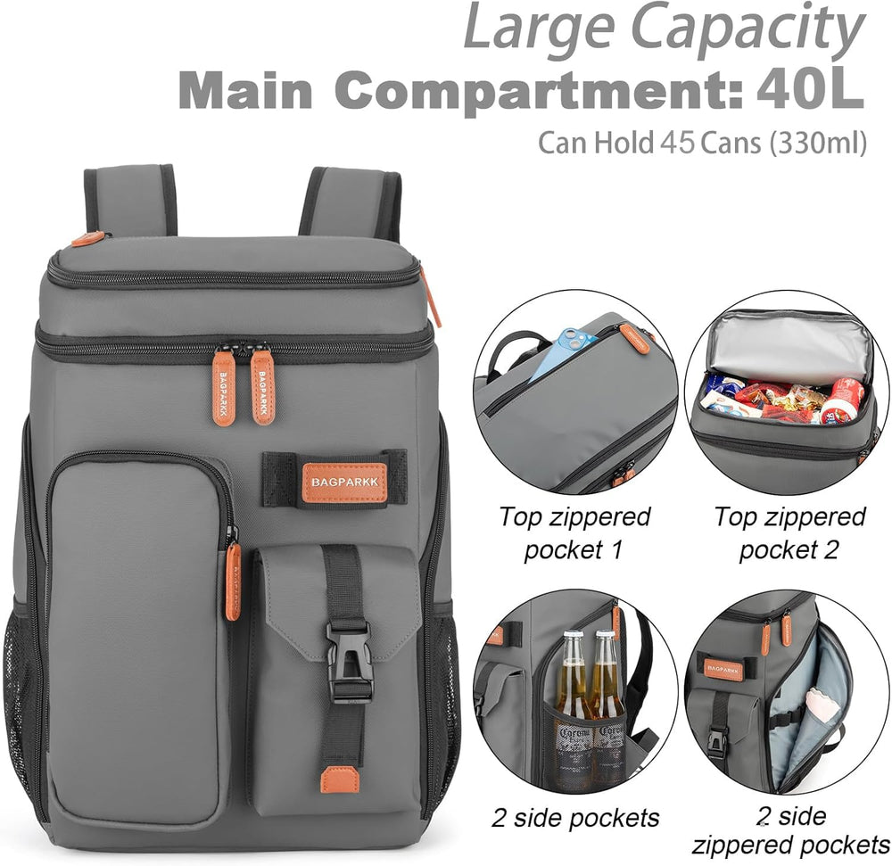BAGPARKK insulated cooler backpack sternum strap in action for balanced weight during hikes
