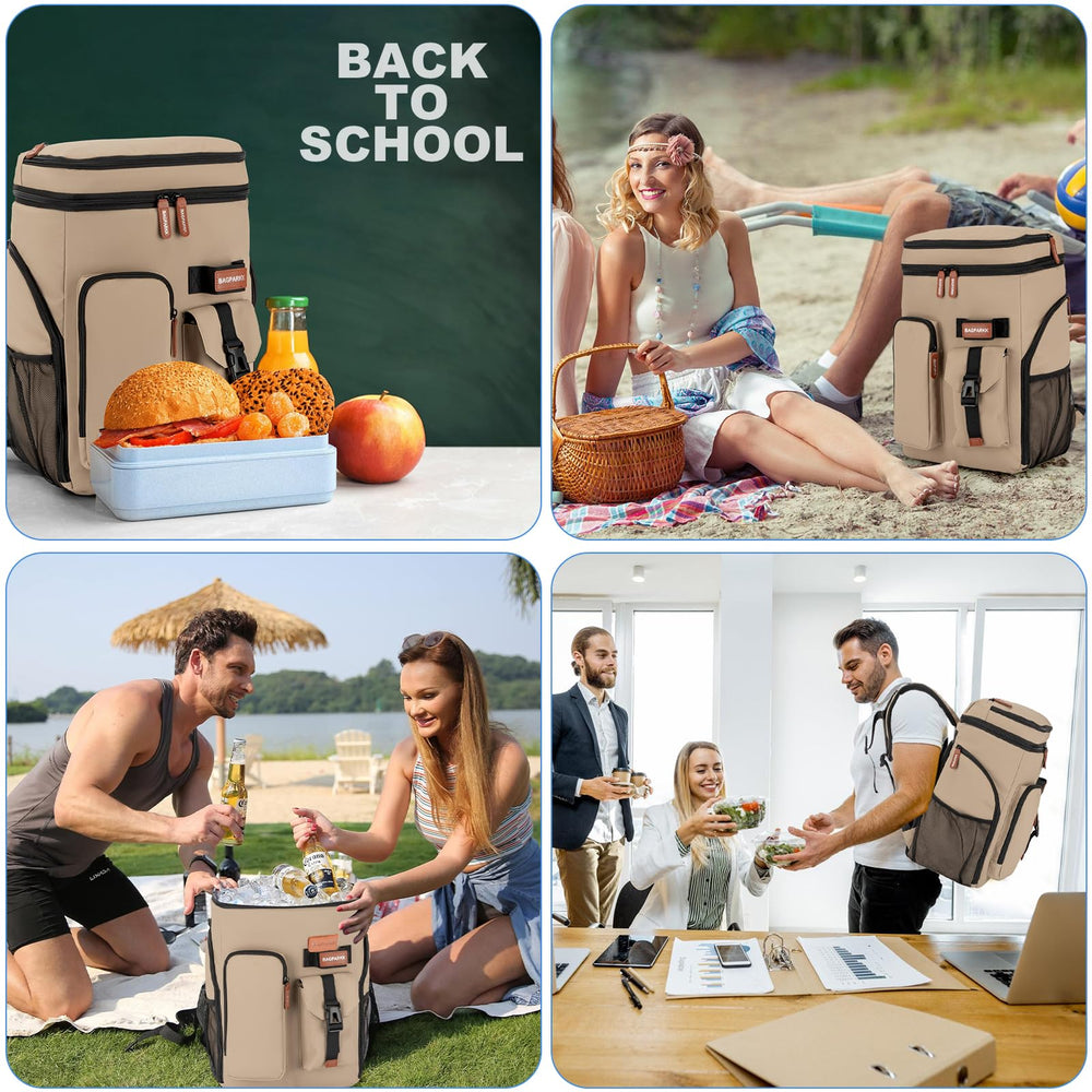 BAGPARKK insulated cooler backpack trolley sleeve eases travel with luggage.