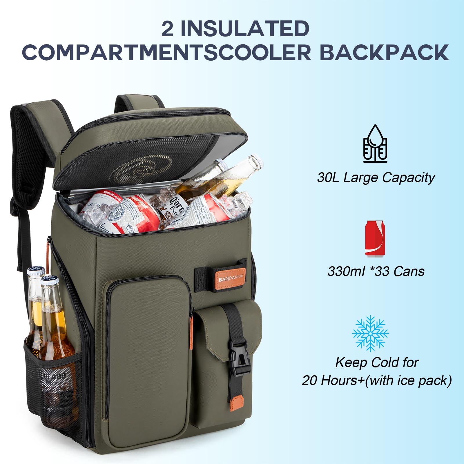 Bagparkk multiple pockets organize items like phones, keys, and snacks.