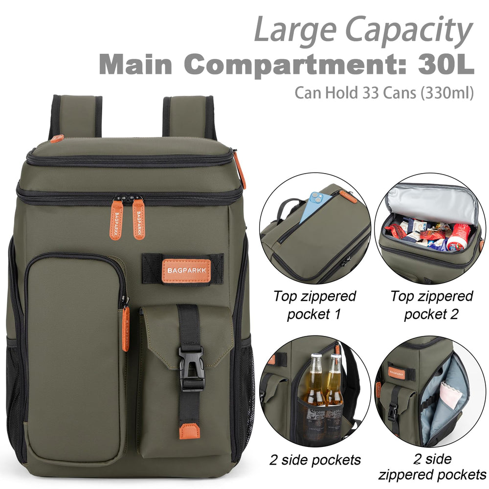 Bagparkk waterproof nylon and PVC fabric resists moisture during travel.