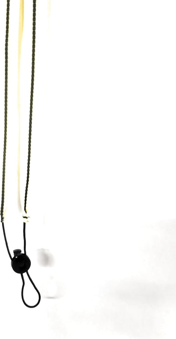 BAGS USA yellow and black stripes closeup highlights durable cord lock.