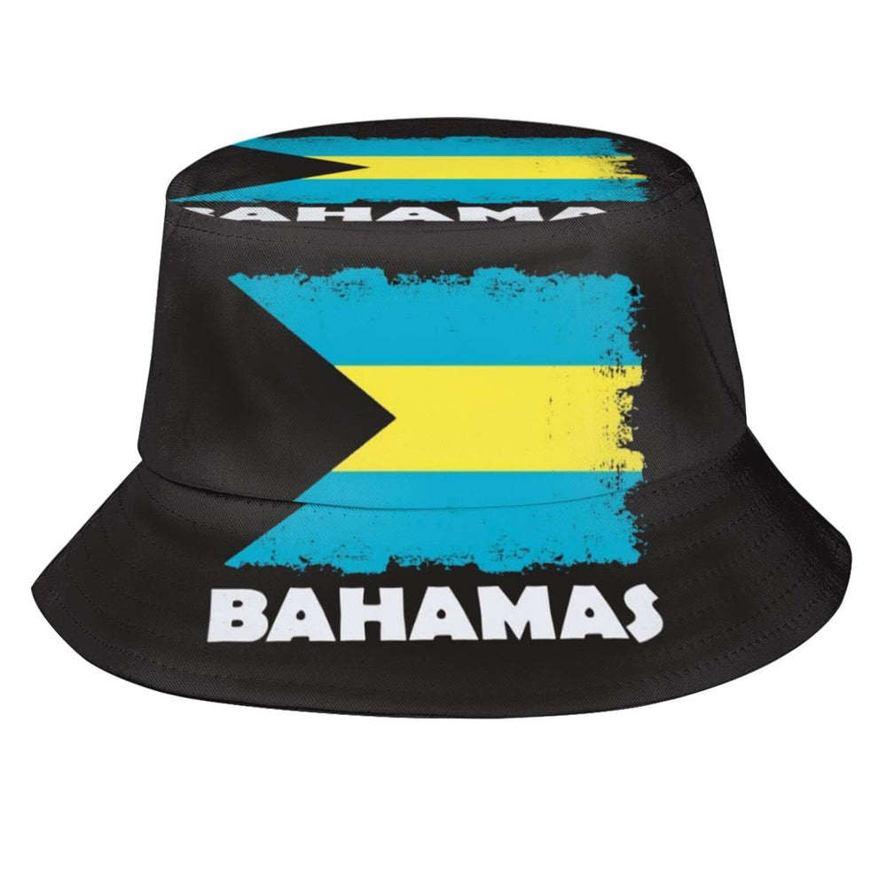 Bahamas flag bucket hat packable outdoor sun hat on model