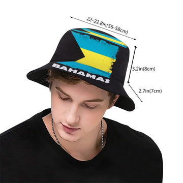 Unisex Bahamas flag bucket hat worn by man and woman