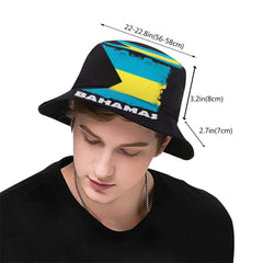 Unisex Bahamas flag bucket hat worn by man and woman