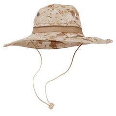 BaHoki Essentials military-style bucket hat camo wide brim shields sun during outdoor adventures.