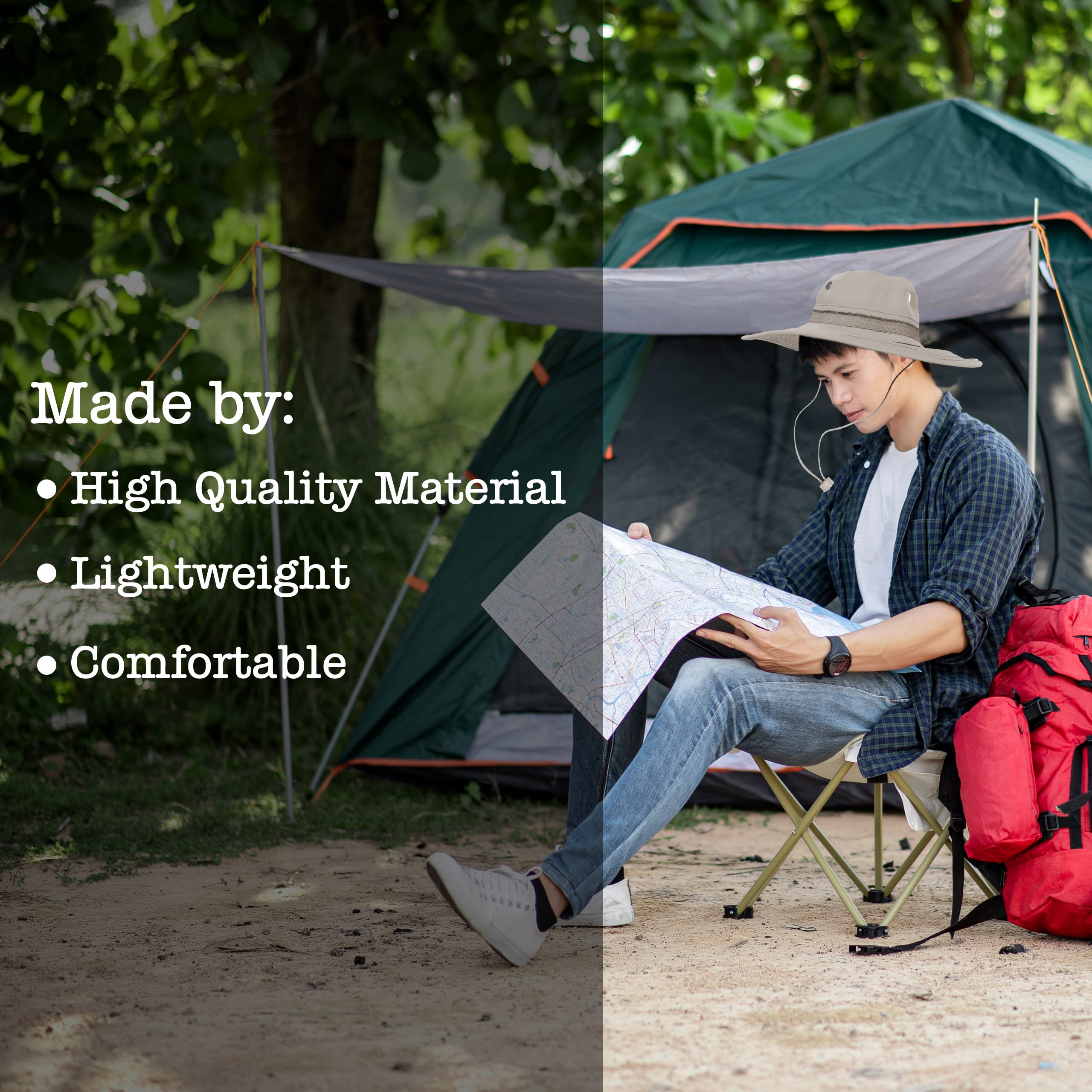 BaHoki Essentials wide brim sunhat provides shade during hikes and beach days.