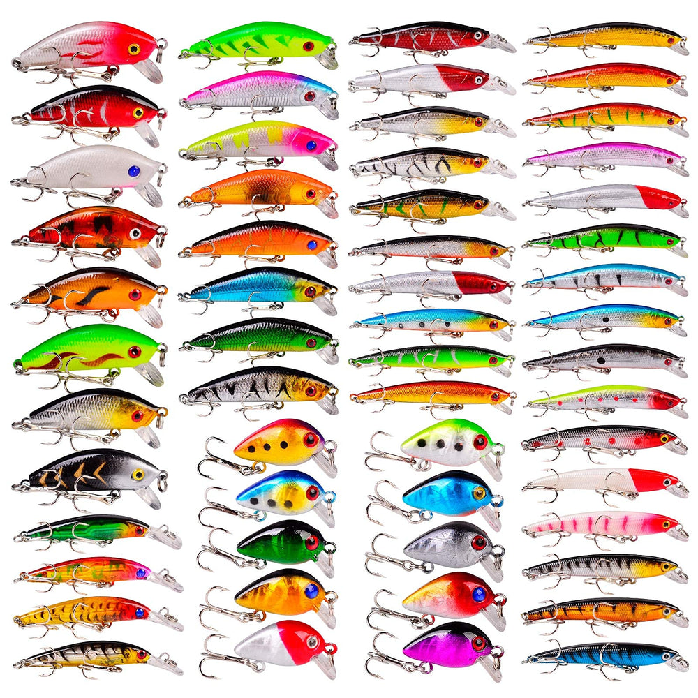 Baikalbass 56pcs lures set wide view shows vibrant colors for bass fishing.