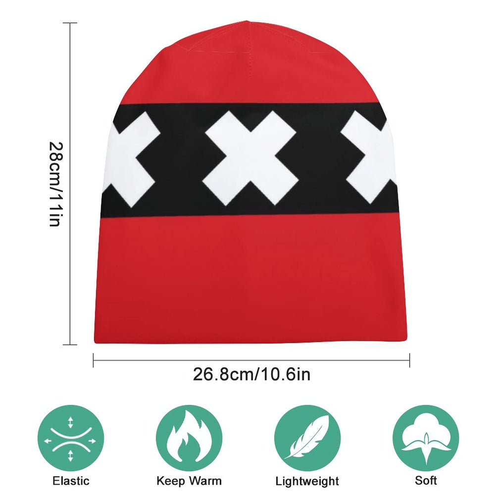 BAIKUTOUAN Amsterdam City Flag beanie side view shows full-print design.