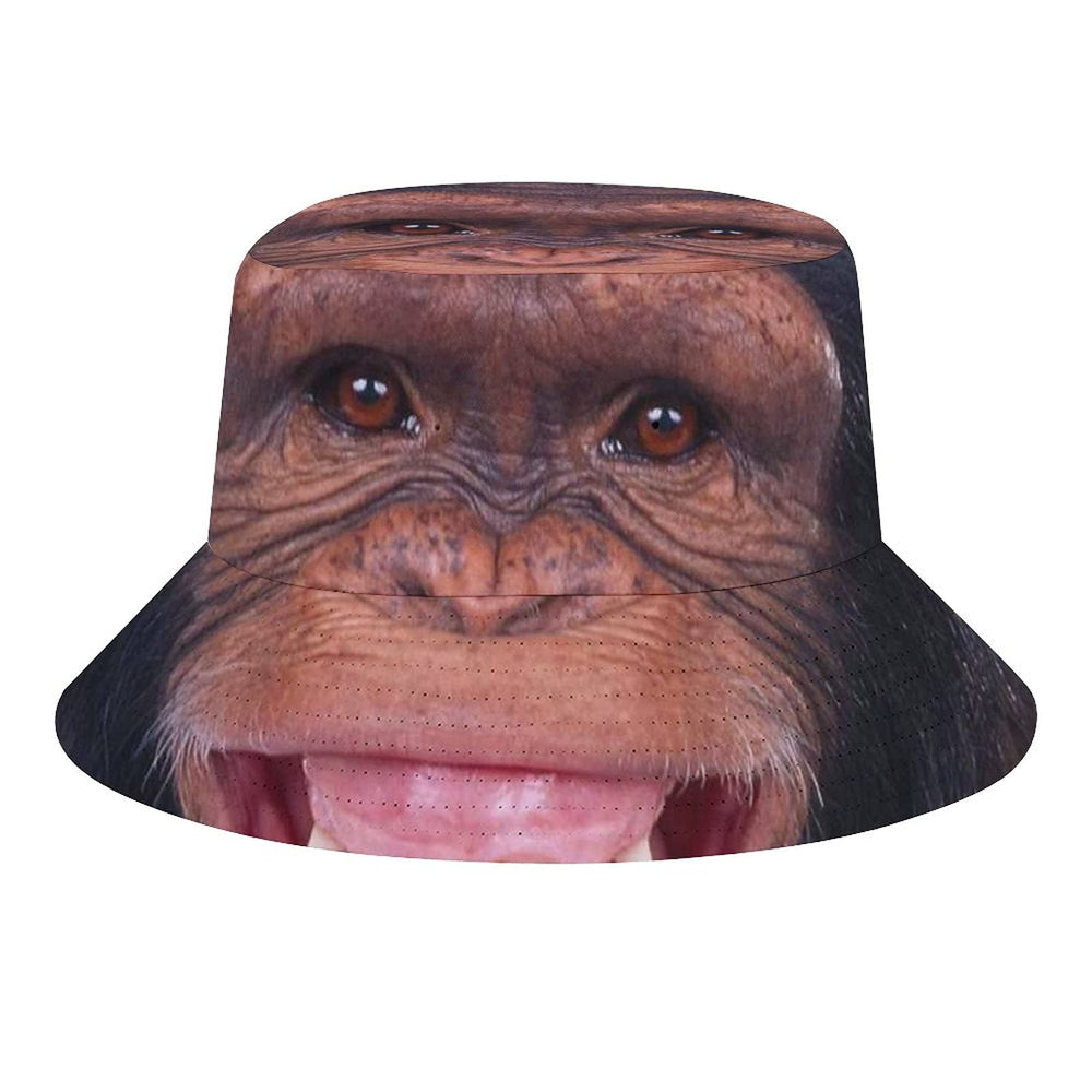 BAIKUTOUAN Big Monkey Orangutan Face Bucket Hat front view, breathable quick-dry travel essential.