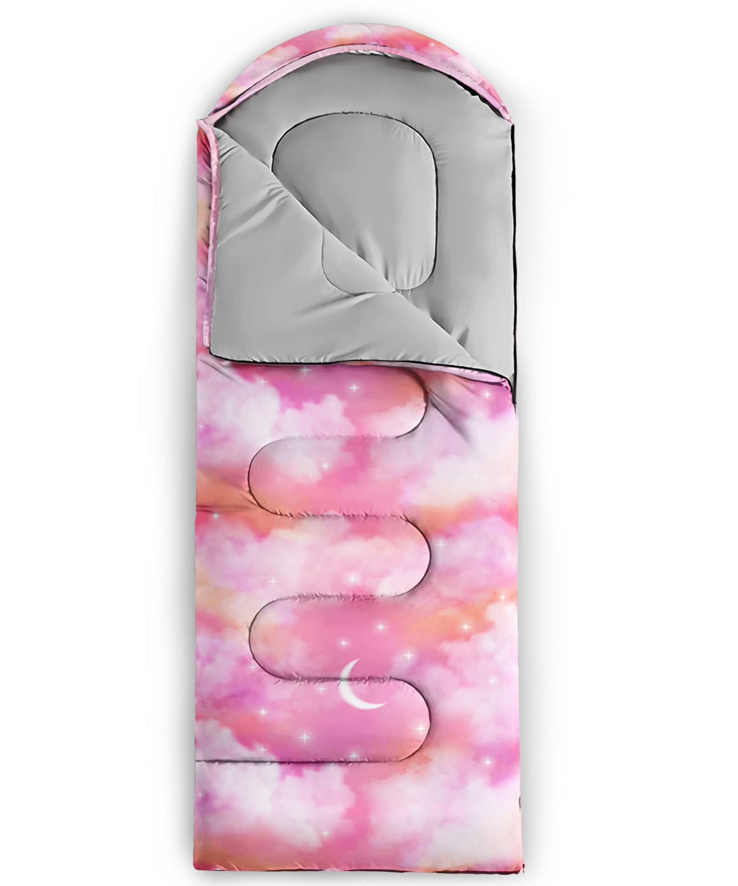 BailiPromise Pink Cloud sleeping bag foot-zip shows adjustable ventilation for seasonal comfort.