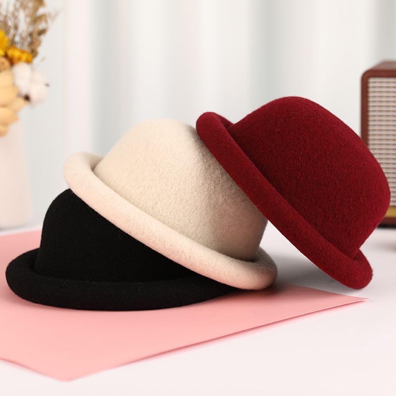 BAIMORE navy wool hat with rolled brim adds sleek weather-ready flair