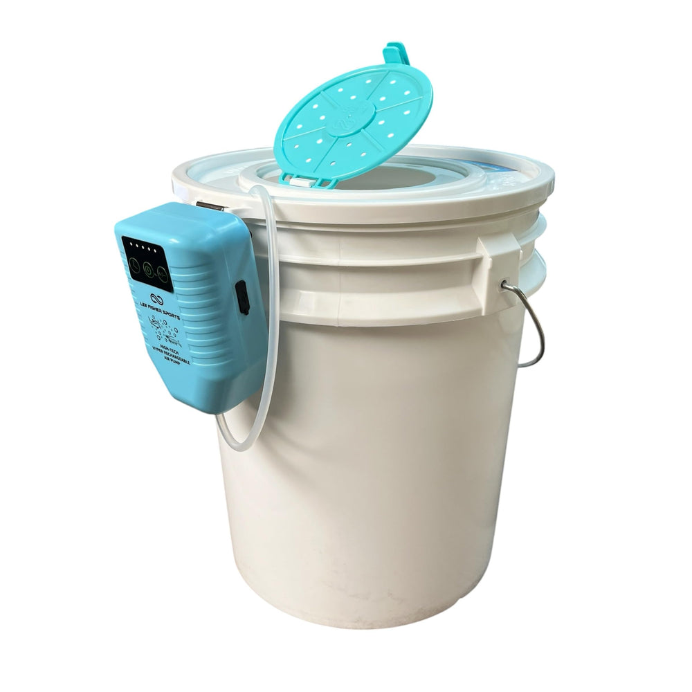 Bait bucket lid in fishing setup for bait storage during trips