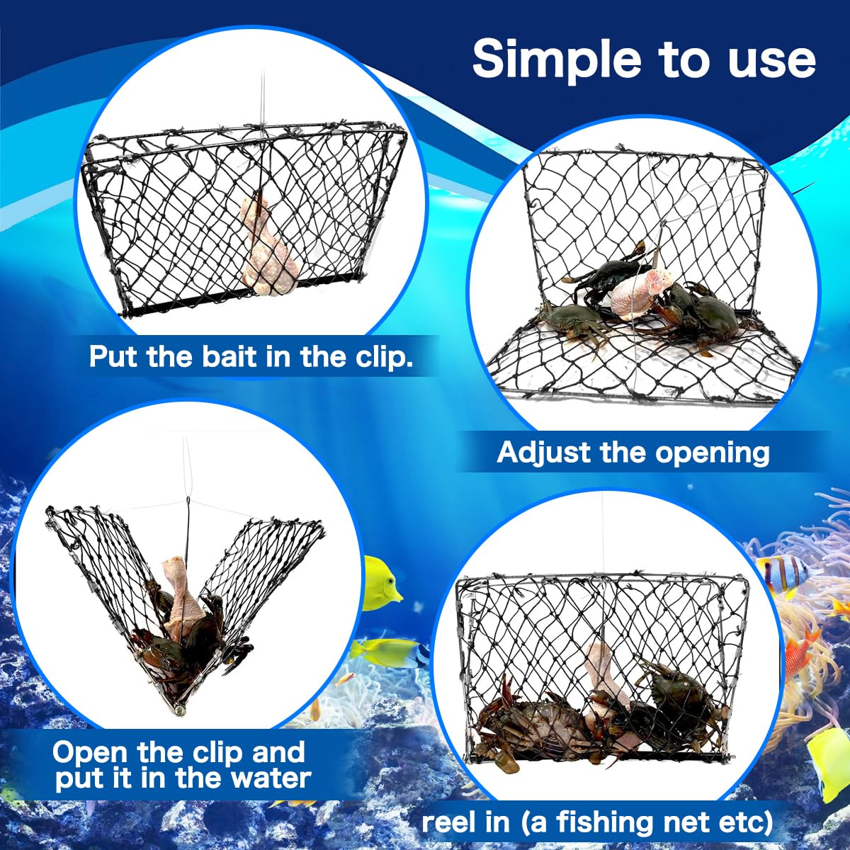 Center pierced bait clip on crab trap
