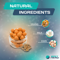 Ingredients close-up showing grains, milk, protein and eggs