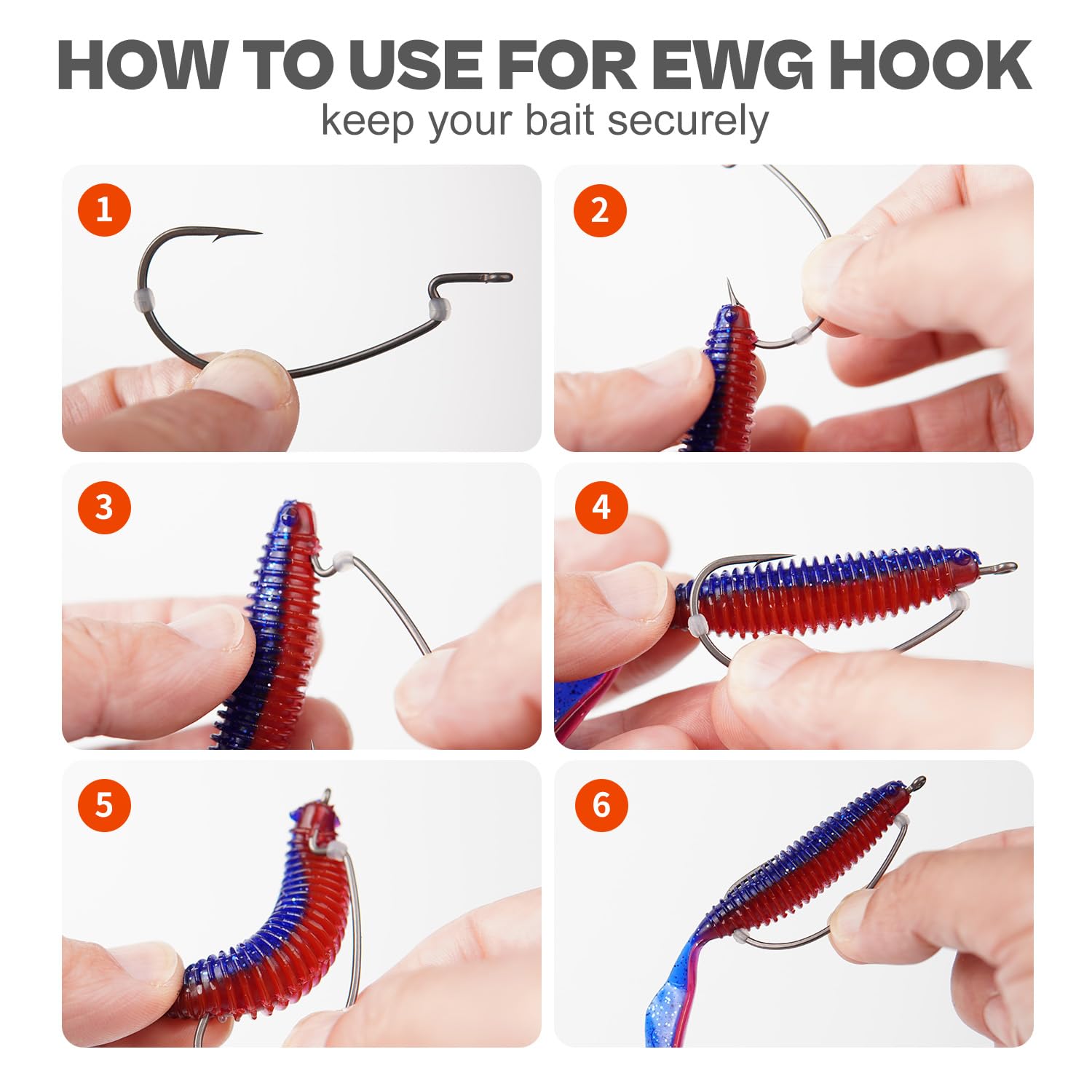 Close-up view of Bait Stoppers securing a soft plastic lure