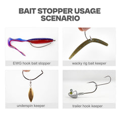 Soft plastic lure held securely by Bait Stoppers beads