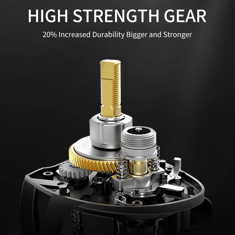 Brass main gear and pinion on baitcasting reel
