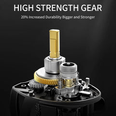 Brass main gear and pinion on baitcasting reel