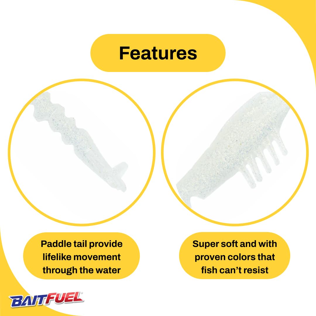 BAITFUEL GO2 Shrimp high-impact finishes blend with forage and glow.