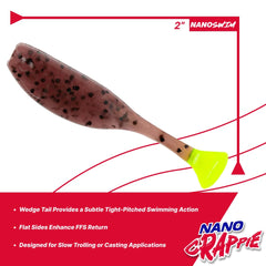 BAITFUEL NanoSwim Pumpkin Chartreuse side view highlights lifelike action for drop-shot setups