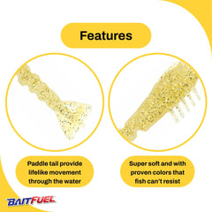BAITFUEL Saltwater GO2 Shrimp during retrieve shows fluttering action that entices bites.
